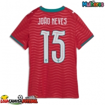 Camisa de Futebol Portugal Joao Neves #15 Equipamento Principal Mulheres Mundo 2026 Manga Curta